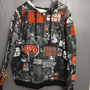 Star Wars Classic Comic Book Style Print Zip Up Hoodie Sz 2XL Luke Leia Vader.
